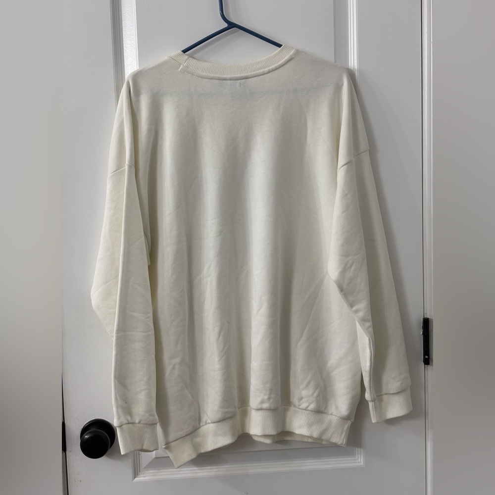 Off White Adidas Women's White Sweatshirt with Black Logo - Picture 4 of 6